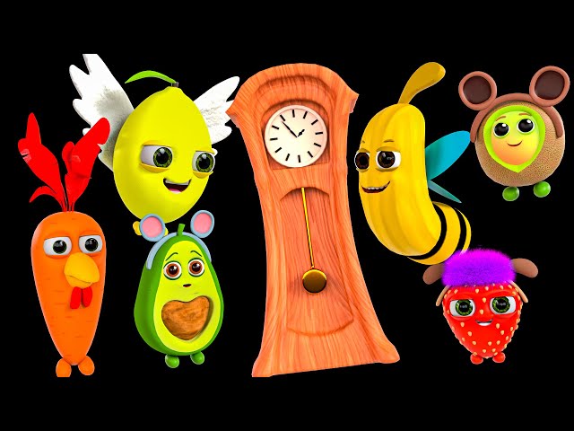 Hickory Dickory Dock - Baby Sensory Dance Party * Funky Fruits Fun Animation and Upbeat Music! class=