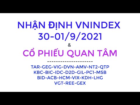 No 64. NHẬN ĐỊNH VNINDEX 30-01/09/2021 & CỔ PHIẾU QUAN TÂM