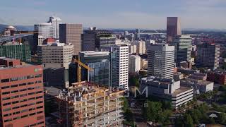 6K Drone Aerial Video Flying Away From Downtown Buildings, Skyscrs And Constru.. Dx0001000218