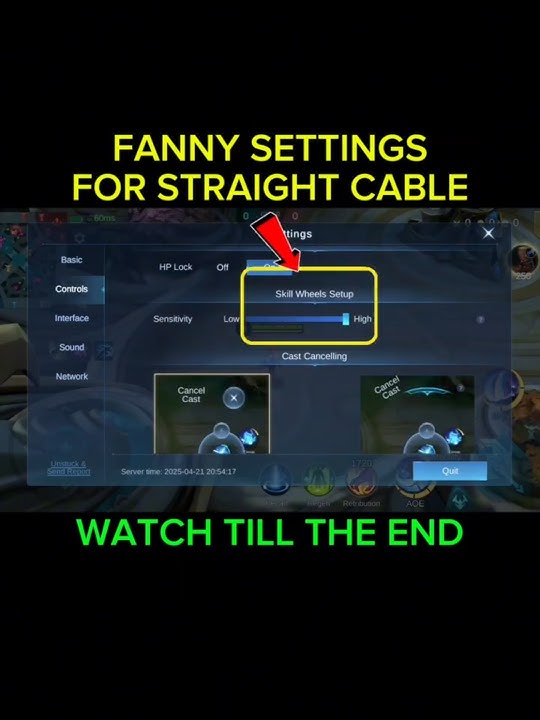 FANNY SETTINGS FOR STRAIGHT CABLE #mlbb #mobilelegends #fanny #mlbbxnaruto