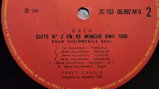 1936 Rec Bach Cello Suite no 2 BWV 1008 6th mov Gigue Pablo Casals 바흐 첼로 모음곡 2번 6악장 지그 파블로 카잘스 LP