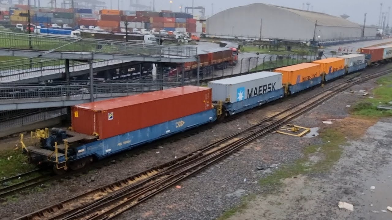 Container Mrs. Trem de containers MRS com vagões PCT e PRU (Single stack) - YouTube