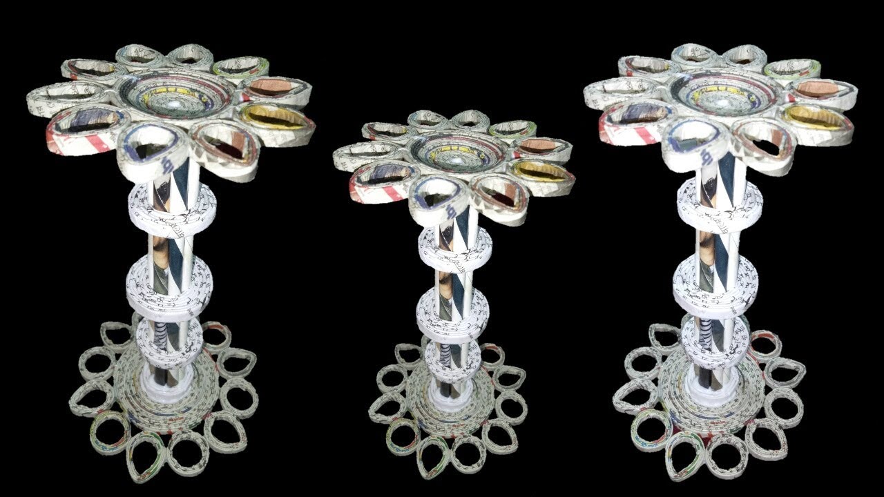 How To Make A Candle Stand/Diya Hoder/ Diya Stand with newspaper