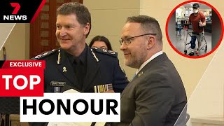 Brave police officer's tribute to his fallen colleague | 7 News Australia