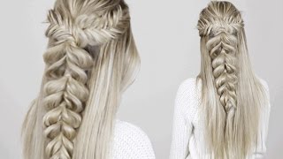 Halfup Halfdown Hairstyle | Fishtail into Pull Through Braid