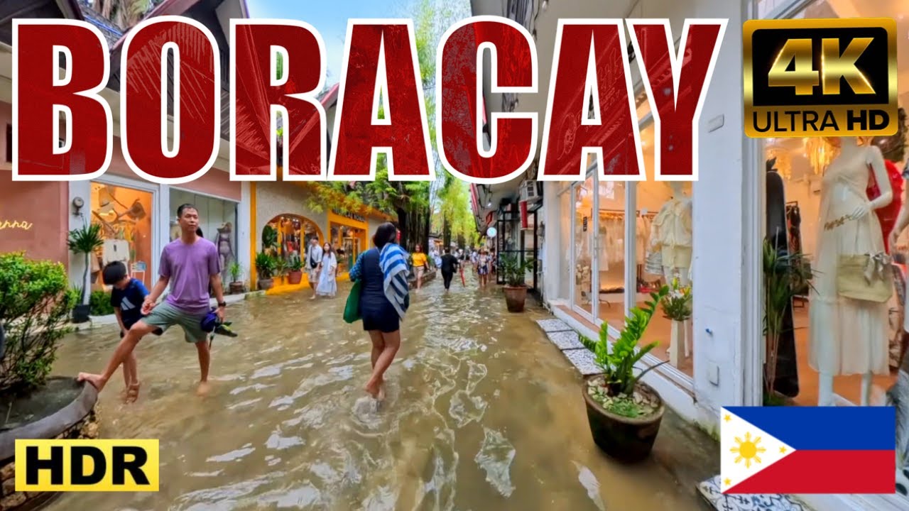 Boracay Walking Tour 2025 | Sunny White Beach to Flooded D’Mall  4K #pov  #boracay  #walking  #fypシ