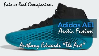 Adidas AE 1, Anthony Edwards Ant Man. Fake vs Real. Arctic Fusion Colorway