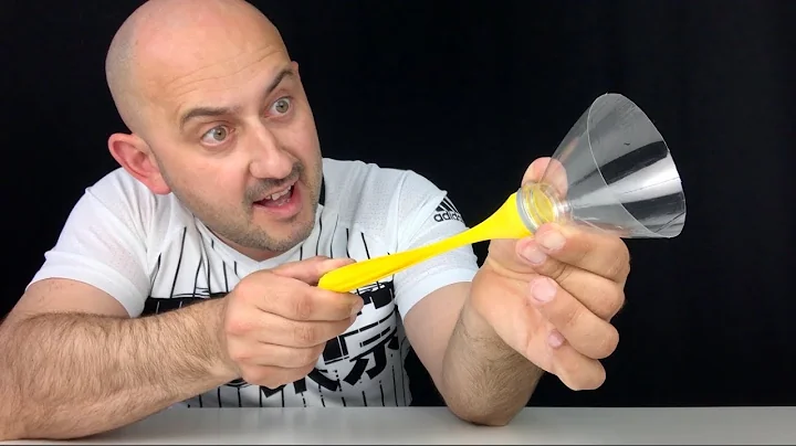 Powerful slingshot made of plastic bottle and balloon