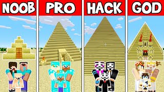 Minecraft: FAMILY PYRAMID BUILD CHALLENGE - NOOB vs PRO vs HACKER vs GOD in Minecraft