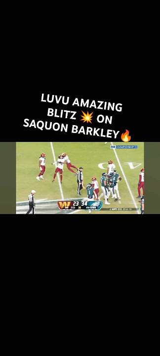 LUVU QUICK BLITZ ON SAQUON BARKLEY‼️#nfl #eagles #luvu #commanders #saquonbarkley #nfcchampionship