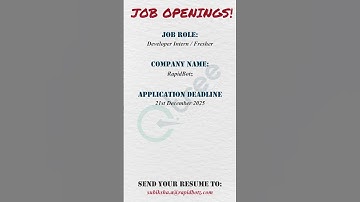 🚀 RapidBotz Hiring Developer Interns & Freshers | 2025–26 Passouts | Apply Now!
