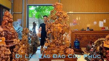 Siêu phẩm di lặc vác đào cửu phúc gỗ hương ta - XƯỞNG TƯỢNG GỖ NGUYỄN HỒNG 0987336318