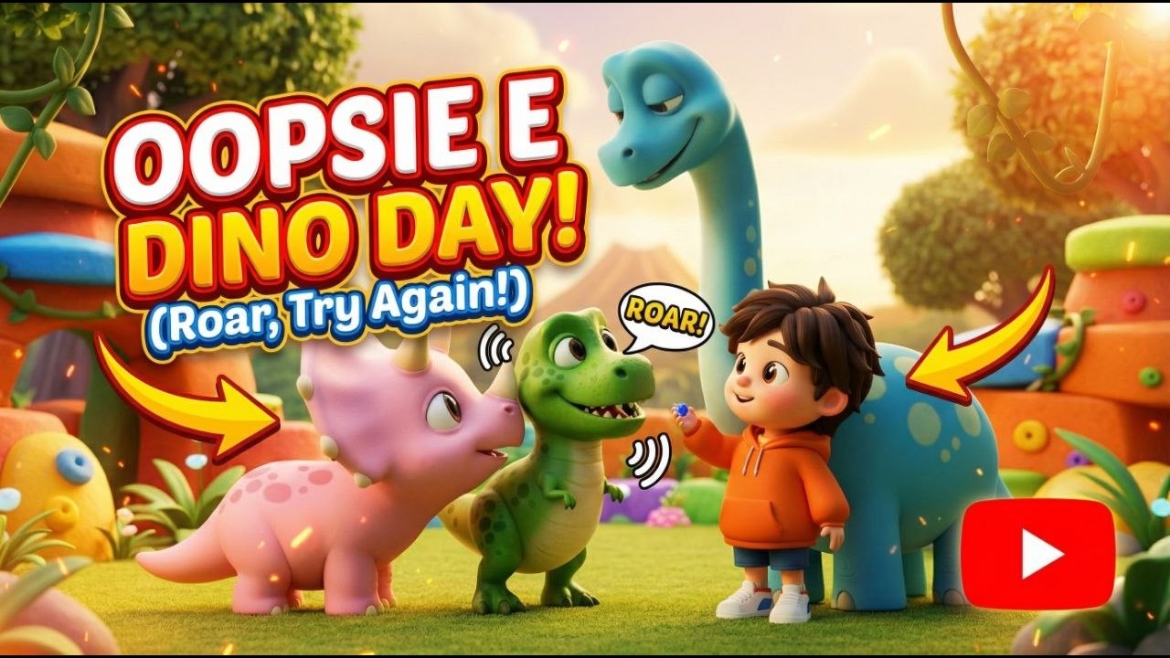 “Oopsie Dino Day! Learn to Try Again 🦖🎶 | Kids songs & Nursery rhymes” bekijken op YouTube “Oopsie Dino Day! Learn to Try Again 🦖🎶 | Kids songs & Nursery rhymes” bekijken op YouTube