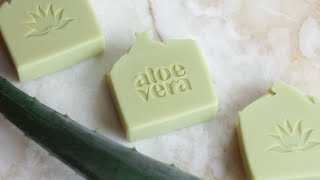 Herbal infused fresh aloe vera gel soap Natural homemade recipe