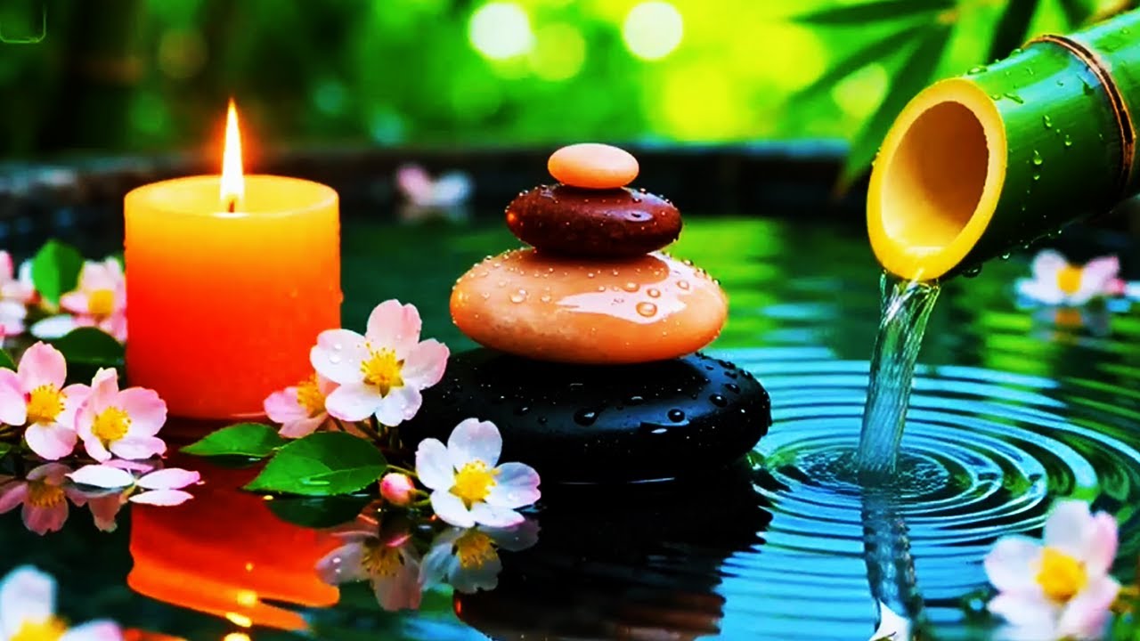 Relaxing Sleep Music Bamboo ,Water Fountain & Nature Sounds,🌿Soothing Spa Piano Music, Stress Relief