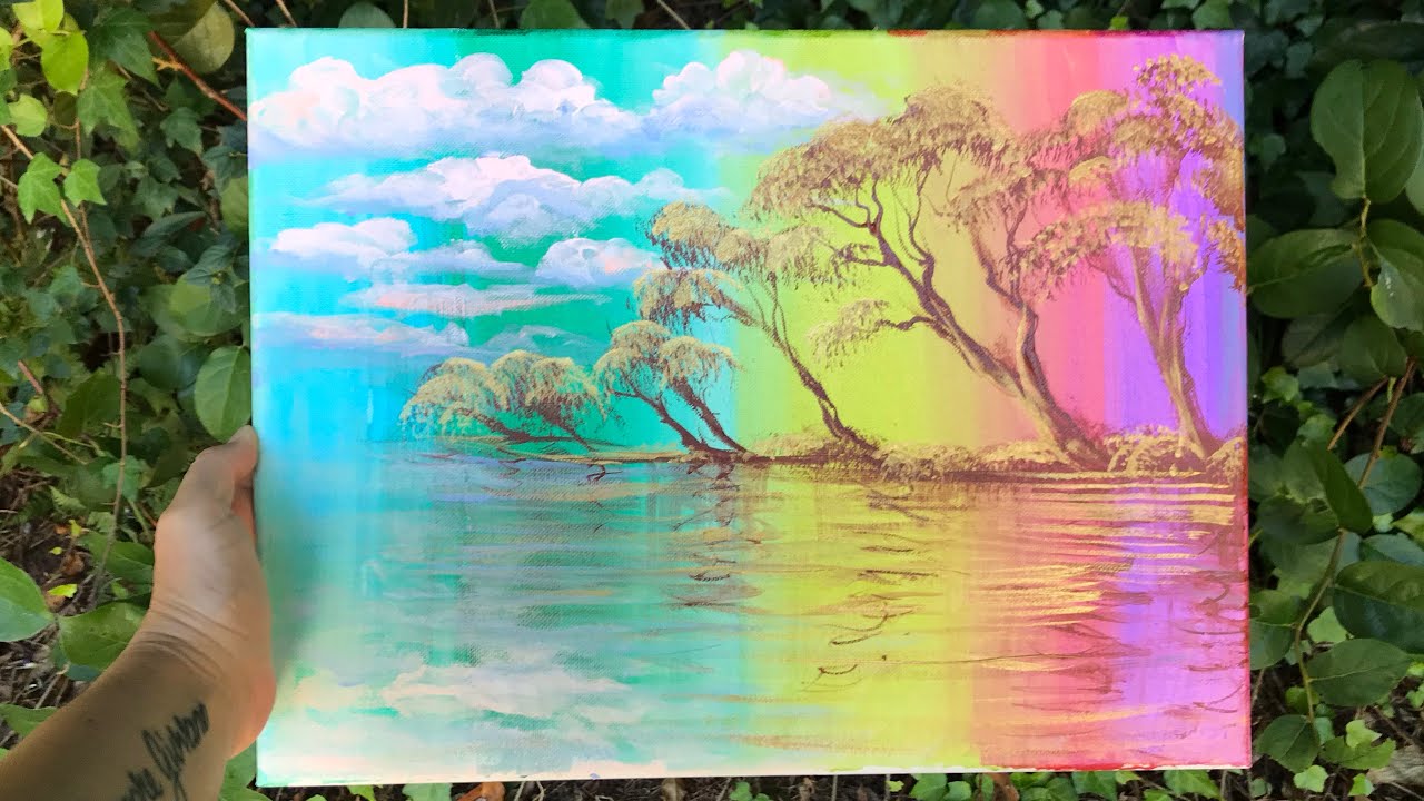 Acrylic painting tutorial candy sky step by step youtube