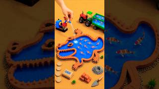 DIY Mini Tractor Construction: Crocodile Koi Pond #shorts