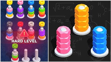 Colour Screw Sort Gameplay 13 , Android Games ios Walkthrough Simulator Think Brain Puzzle