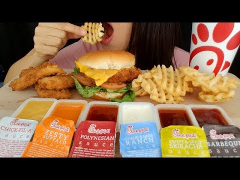 ASMR Chick-fil-A Deluxe Chicken Sandwich & Waffle Fries Mukbang *No Talking Eating Sounds