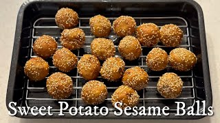 Sweet Potato Sesame Balls Recipe さつまいものごま団子 給食レシピ (Jian Dui/煎堆) | OCHIKERON | Create Eat Happy :)