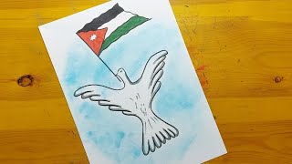 رسم علم الاردن || رسومات عن يوم الكرامه || رسومات عن عيد الاستقلال في الاردن 6