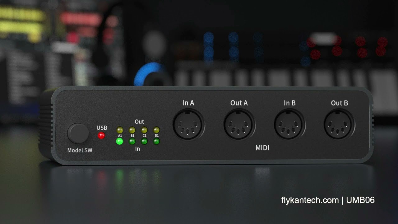 flykantech THRU-IV | 4-IN / 4-OUT MIDI Interface with (Merge, Through)