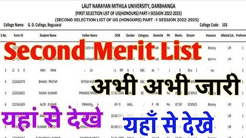 🔴 lnmu 2nd merit list 2022 || lnmu second Merit list 2022 || lnmu part 1 2nd merit list 2022