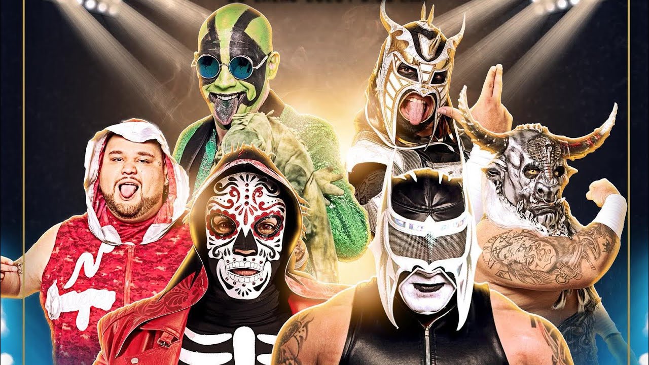 Mr. Iguana, La Parka, Niño Hamburguesa vs El Mesías, Mecha Wolf, D.luxe (Lucha Completa)