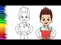 Ryder From Paw Patrol Drawing, Painting & Coloring For Kids and Toddlers_ Kids Art