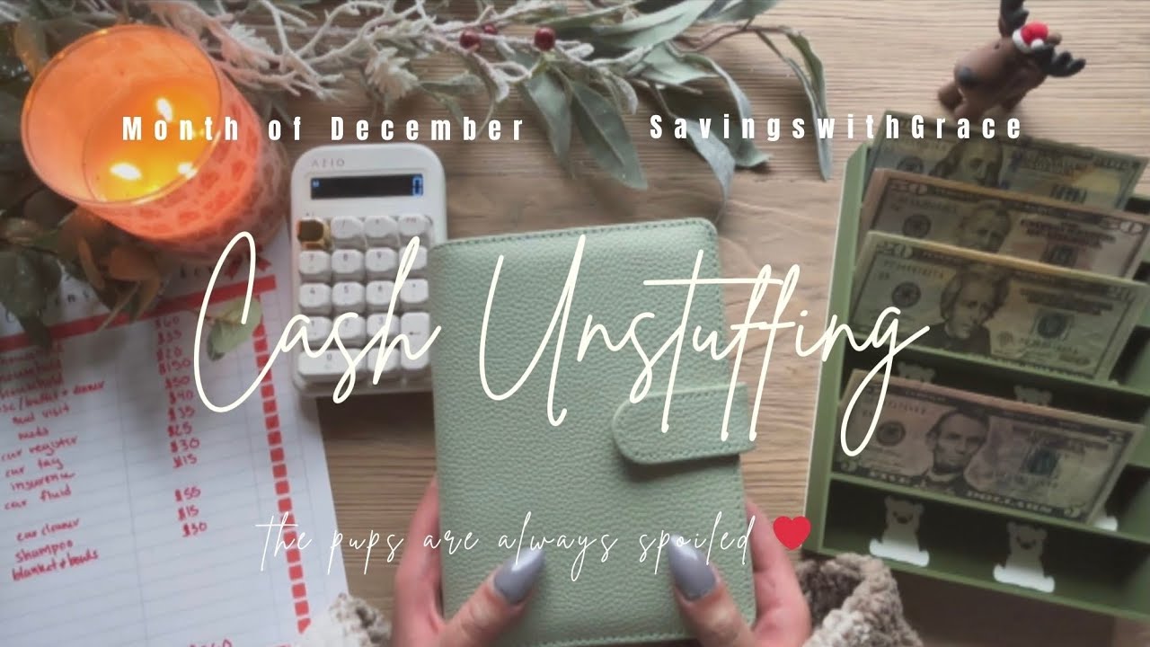 CASH UNSTUFFING | Month of Dec ❤️ #cashbudgeter #money #asmrsounds 