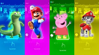 Tom Lizard 🆚 Mario 🆚 Pappe pig 🆚 Marshall 🪩 Tiles Hop edm rush 