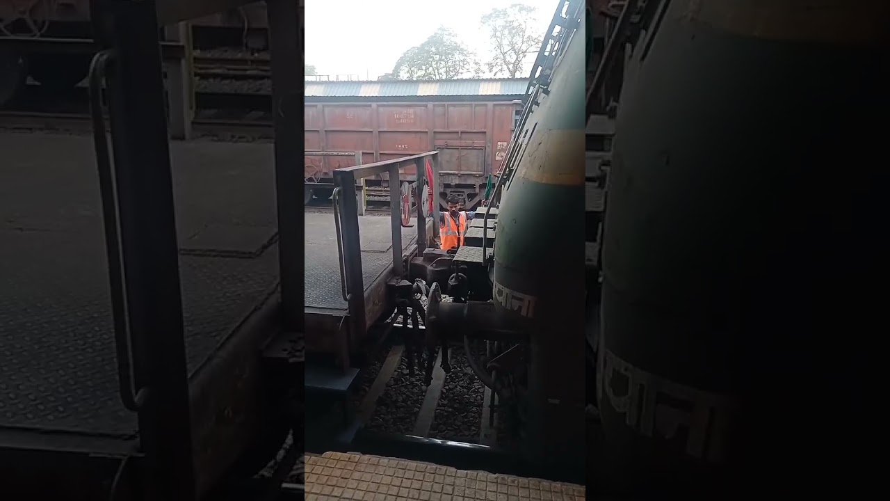 engine connecting to goods train 🚃
