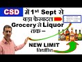 CSD में 1st Sept 2021 से बड़ा फेरबदल –Grocery से Liquor ​तक –​ New LIMIT                ​निर्धारित