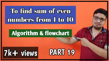 Algorithm to find sum of even numbers from 1 to 10 | Algorithm & Flowchart PART 10
