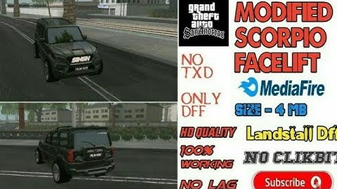 Modified Scorpio Facelift Mod For Gta Sa Android || Dff Only || By hindu mod|| Gta San Mods 2023