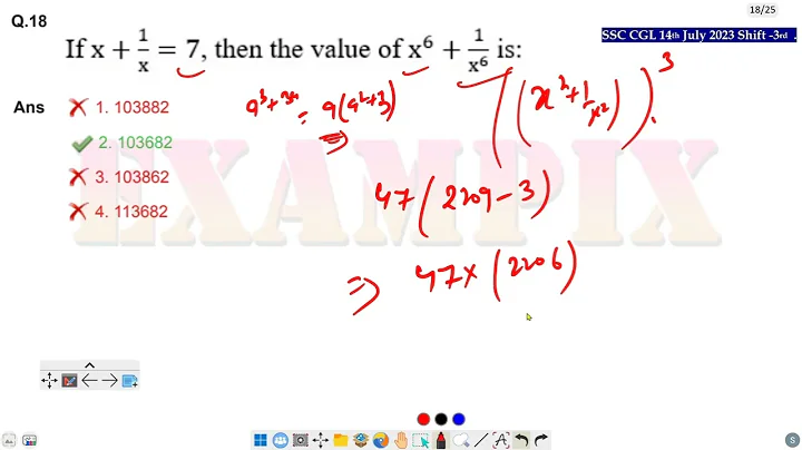 If x+1/x=7,  then the value of x^6+1/x^6  is