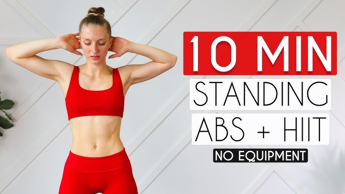 10 min STANDING ABS WORKOUT, One Dumbbell, Low Impact