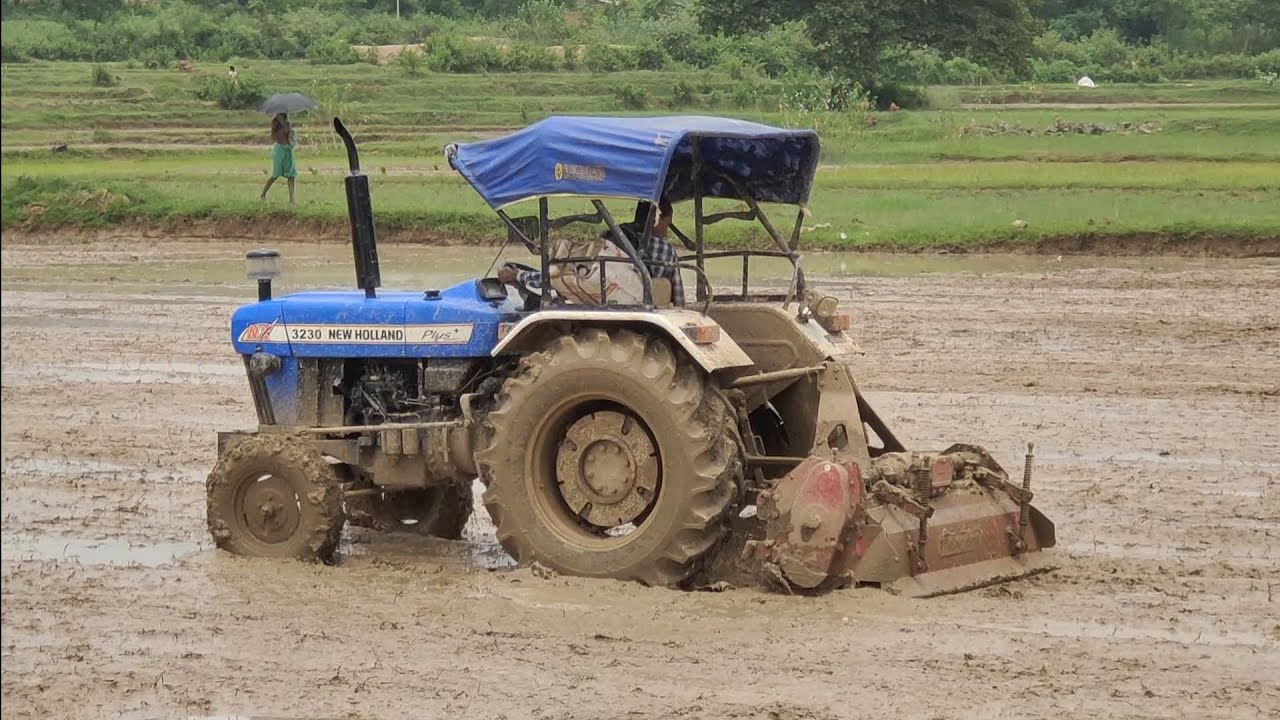 New holland 3230nX 42 hp with mahindra gyrovator #farming #newholland