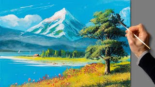 👍 Acrylic Painting - Summer Landscape / Easy Art / Drawing Lessons / Satisfying Relaxing