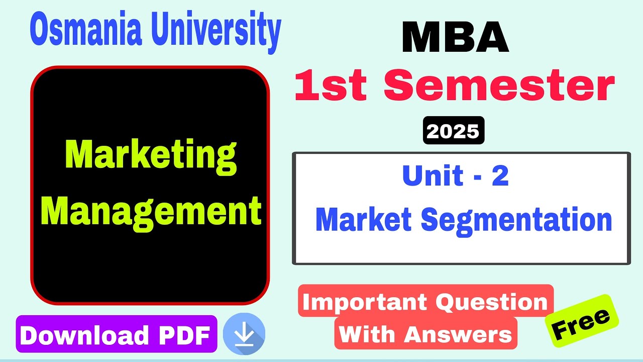 Marketing Management #mba questions Unit-2 | Mba 1st Sem # ...