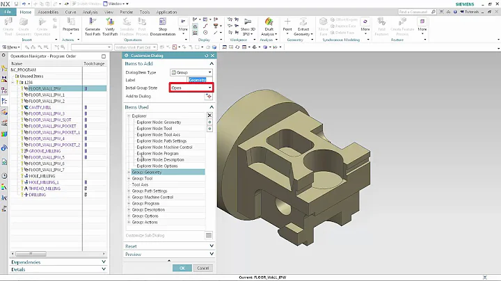 Organize Dialog Groups into Nodes in NX CAM
