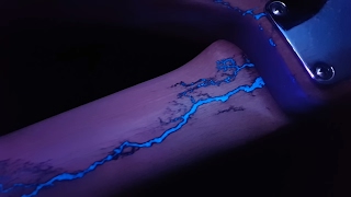 Lichtenberg Wood Burning - Custom Guitar Inlay - Glow in the Dark Project Guitar Woodburning with Lichtenberg figure! Custom resin inlay with glow in the dark finish. Turned out great! Ive now got a custom