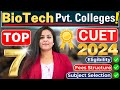 Cuet 2024 top 7 btech biotech pvt collegescuet btech biotechnology cuet biotech cuet2024 btech
