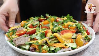 Салат С Говядиной, Фунчозой И Заправкой Манго-Чили / Rice Noodle And Beef Salad With Mango Dressing