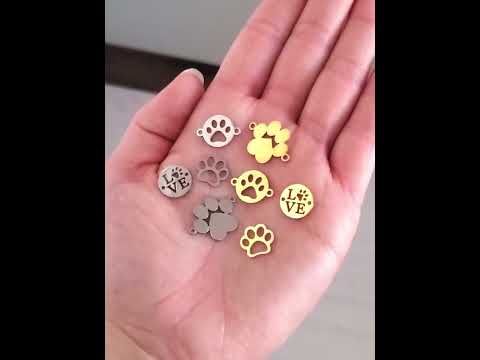 Paw Bracelet Connector Collection, Silver and Gold PVD Stainless Steel
