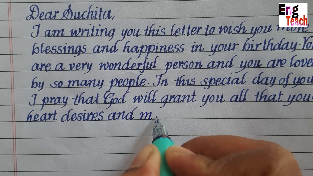 How to write birthday wish letter/ Monocursive handwriting #16/ Eng Teach