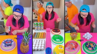 Ice cream challenge! M&M's cake vs random food mukbang