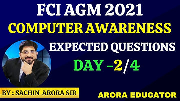 FCI AGM 2021 Computer Awareness Expected Questions | FCI AGM 2021 Computer Preparation | Day-2 | FCI