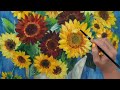 Sunflower Watering Can Loose Floral Acrylic Painting LIVE Tutorial