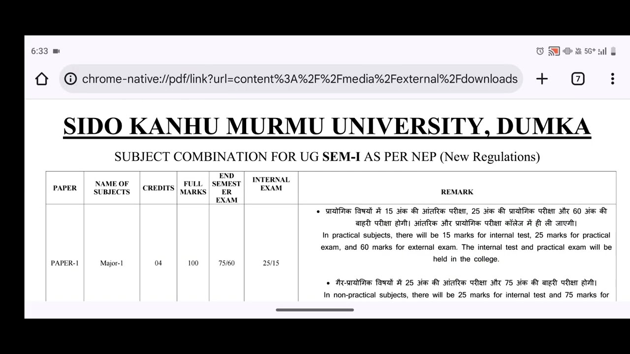SKMU UG SEMESTER 1 (2025-29) Syllabus Download | Full Syllabus - YouTube